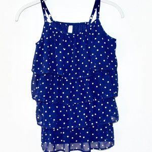 Cherokee Navy Blue  Polka Dot Blouse with Adjustable Spaghetti Straps XL…